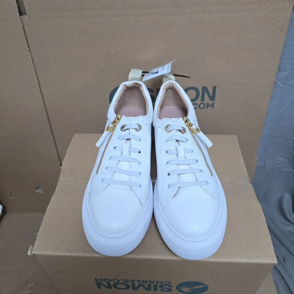 RUTH LANGSFORD LUXE WEDGE TRAINERS - WHITE - UK 4