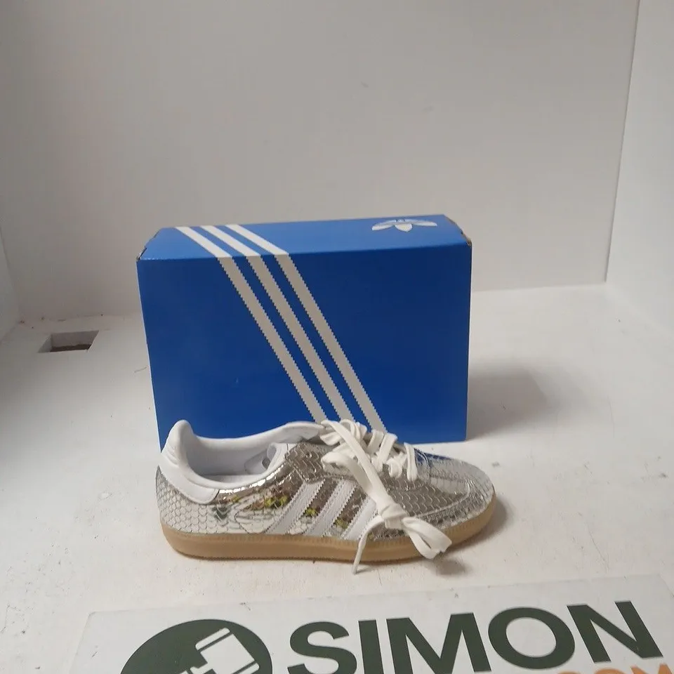 ADIDAS SAMBA OG W WOMEN'S TRAINERS – SILVER SNAKE-EFFECT, BOXED - UK 5.5