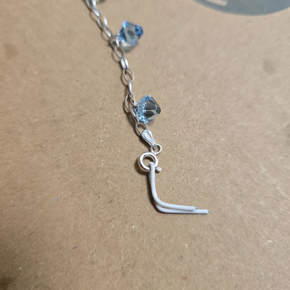 SILVER TONE BRACELET WITH BLUE DETAIL - 925 STAMP