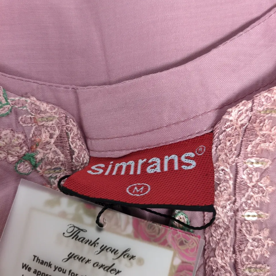 SIMRANS WOMEN'S PINK EMBROIDERED KURTI – UK MEDIUM (M)