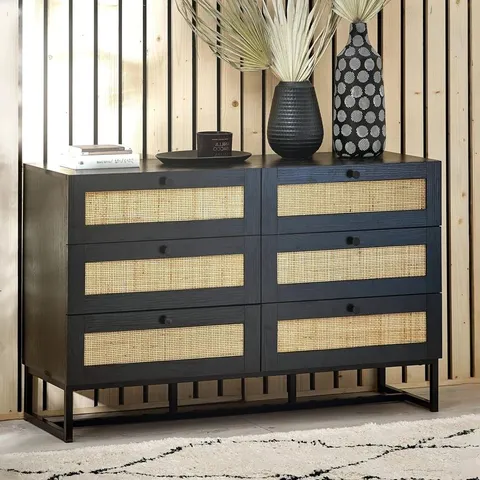 BOXED JULIAN BOWEN PADSTOW 6 DRAWER CHEST - BLACK (1 BOX)