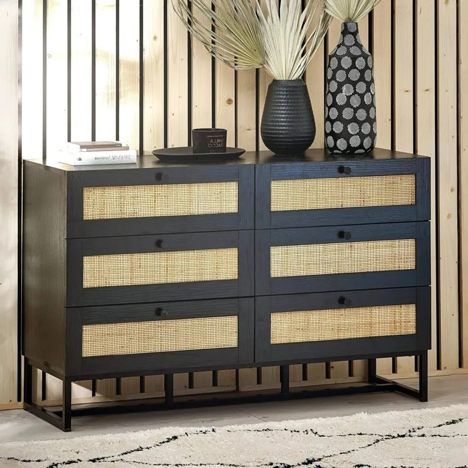 BOXED JULIAN BOWEN PADSTOW 6 DRAWER CHEST - BLACK (1 BOX)