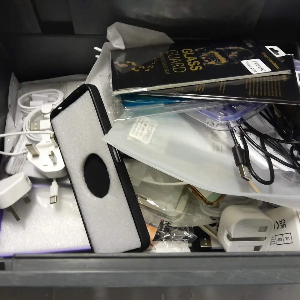 LOT OF ASSORTED MOBILE PHONE ACCESSORIES TO INCLUDE SCREEN PROTECTORS, CHARGERS AND CASES