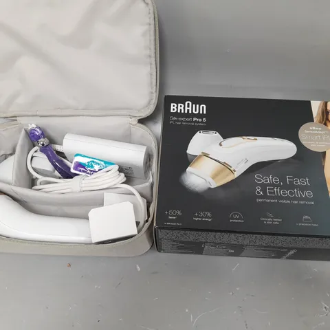 BOXED BRAUN SILK-EXPERT PRO 5 IPL WITH 2 HEADS, RAZOR & VANITY CASE