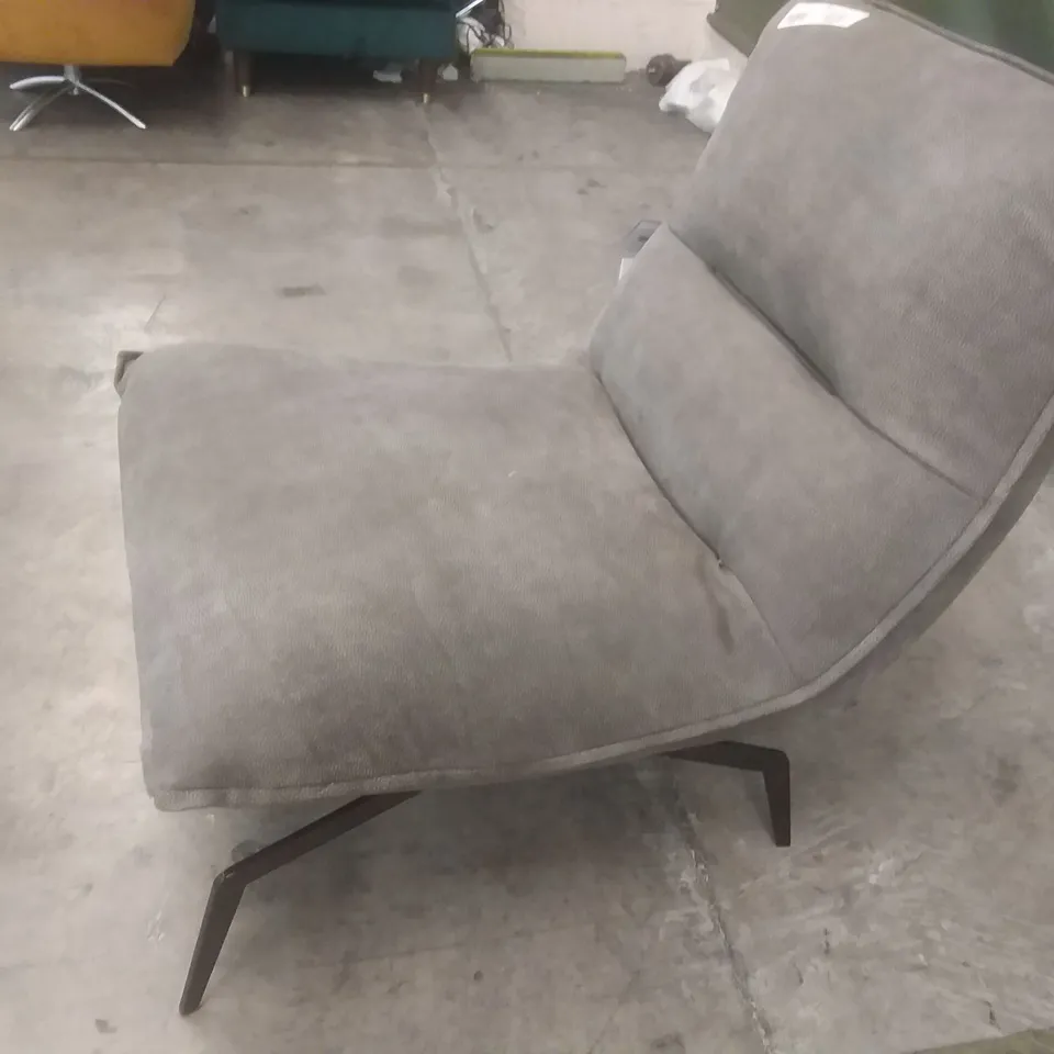 QUALITY ITALIAN DESIGNER EASY CHAIR GREY LEATHER