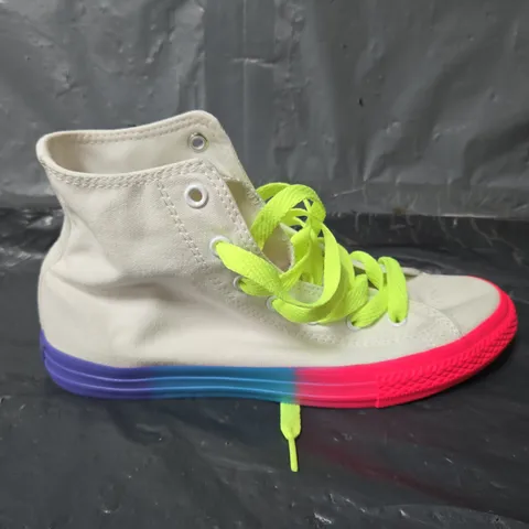 UNBOXED PAIR OF CONVERSE LACE SHOES IN WHITE MULTI - UK 5