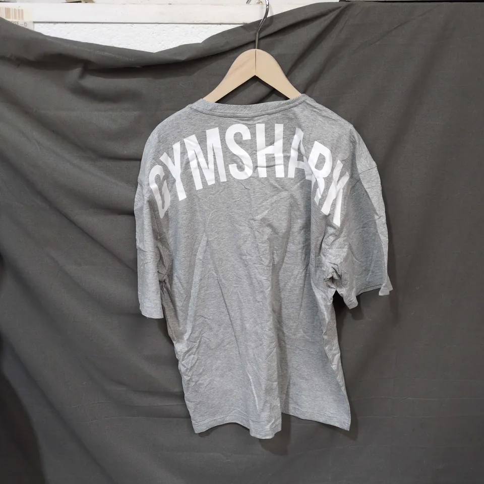 GYMSHARK POWER T-SHIRT, GREY, OVERSIZED FIT, SIZE M