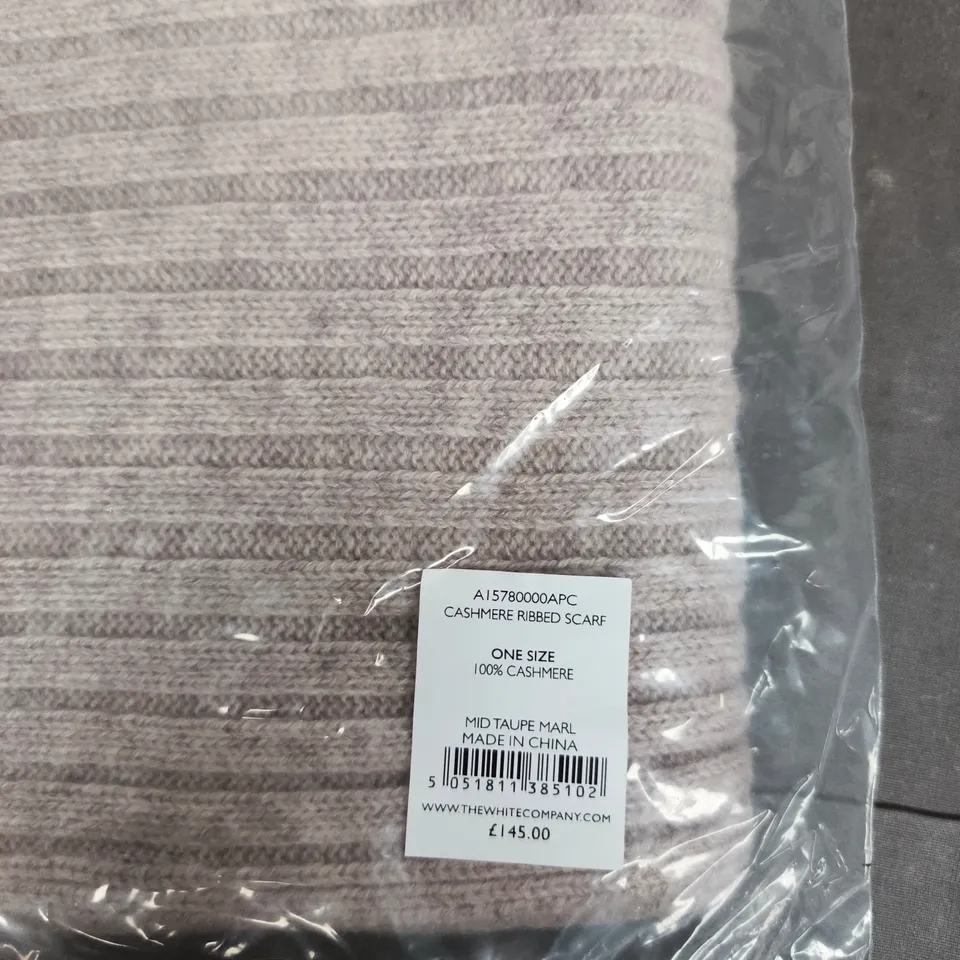 THE WHITE COMPANY CASHMERE RIBBED SCARF – MID TAUPE MARL, ONE SIZE