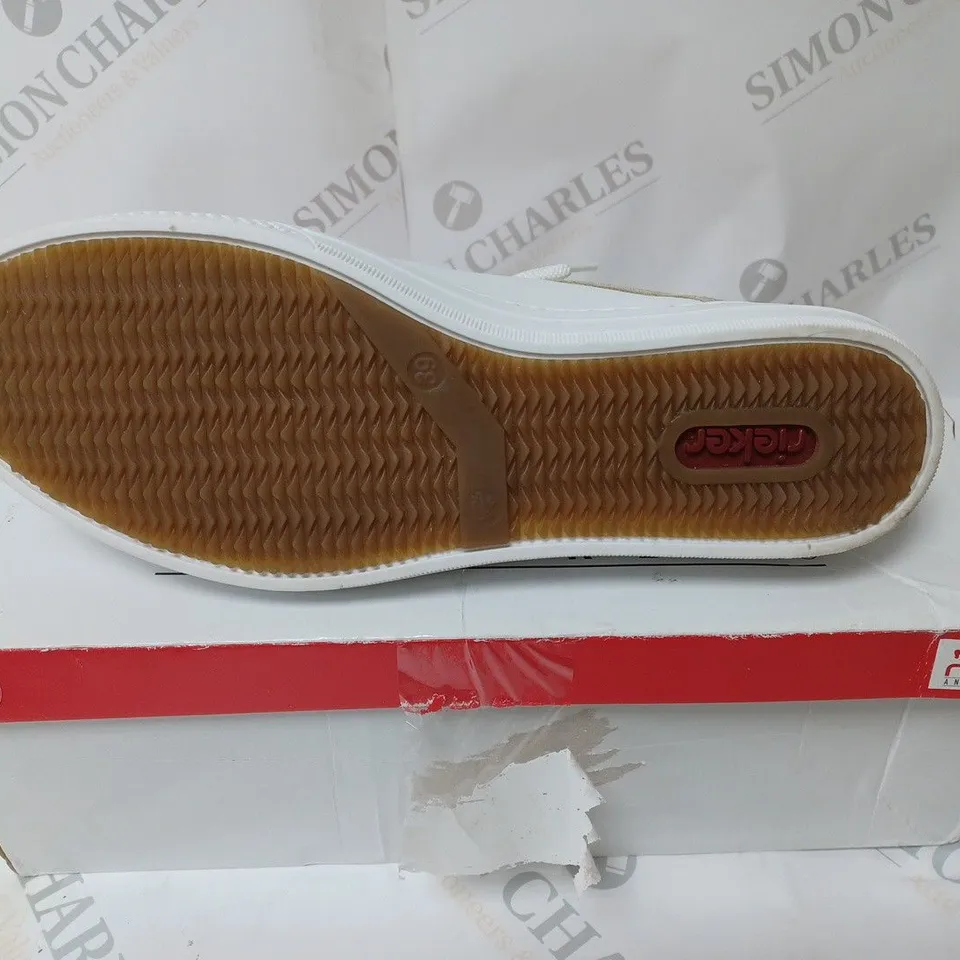 PAIR OF RIEKER SIDE ZIP 2 TRAINERS IN WHITE SIZE 6 