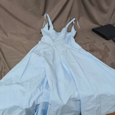 ZARA LIGHT BLUE MAXI DRESS, UK M - SLEEVELESS WITH THIN STRAPS