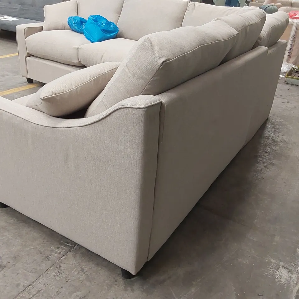 QUALITY DESIGNER FABRIC UPHOLSTERED CORNER SOFA - BEIGE 