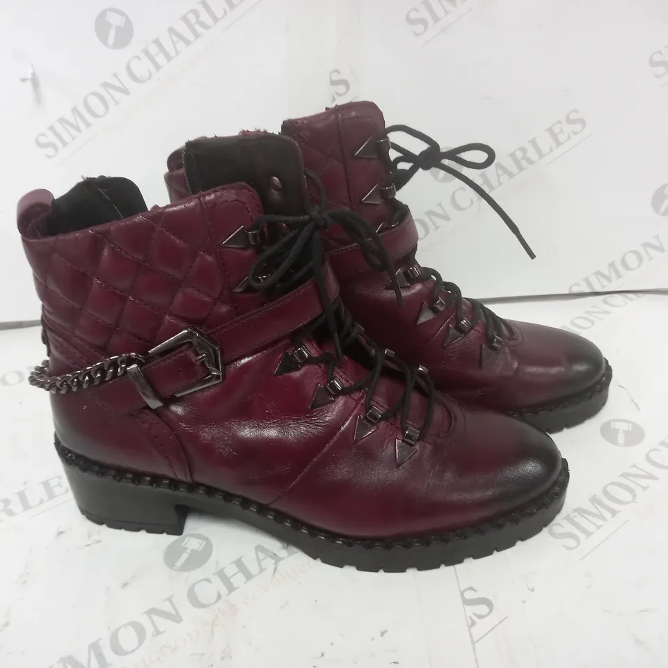 BOXED MODA IN PELLE ARANIE BURGUNDY LEATHER SIZE 6