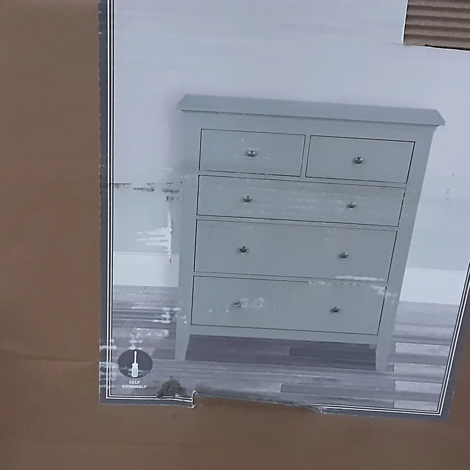 BOXED LYNTON 5 DRAWER CHEST , GREY 