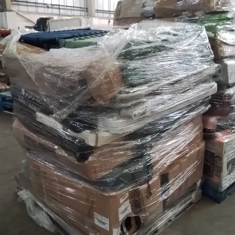PALLET OF ASSORTED HOUSEHOLD GOODS AND PRODUCTS TO INCLUDE;VACUUM CLEANER,YOGA MATS,CAMPING CHAIRS,SUN LOUNGERS,SOFA RATTAN GARDEN SET