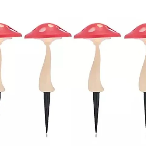 GARDEN REFLECTIONS SET OF 4 MUSHROOM WARM WHITE SOLAR LIGHTS