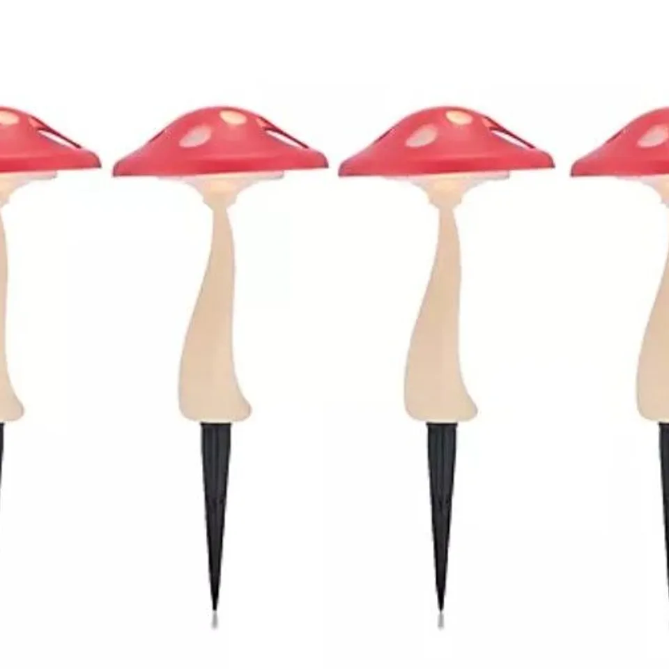 GARDEN REFLECTIONS SET OF 4 MUSHROOM WARM WHITE SOLAR LIGHTS