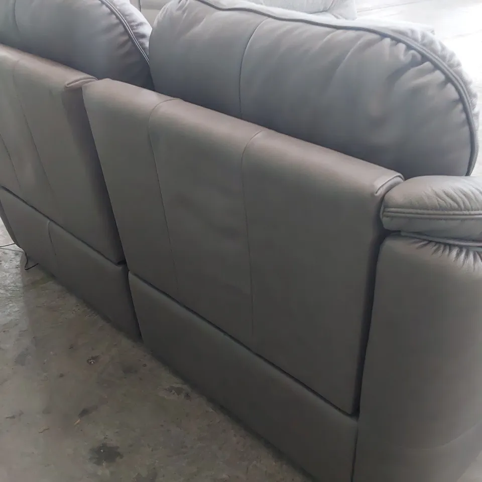 QUALITY BRITISH DESIGNER G PLAN JACKSON POWER RECLINING THREE SEATER SOFA CAPRI GREY LEATHER