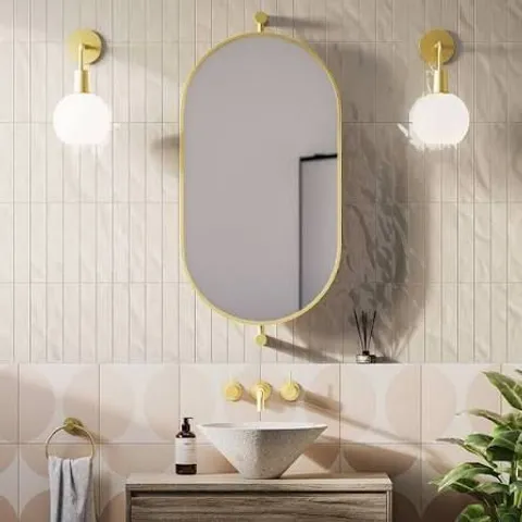 BOXED 910×500 CAPSULE MIRROR BRUSHED BRASS