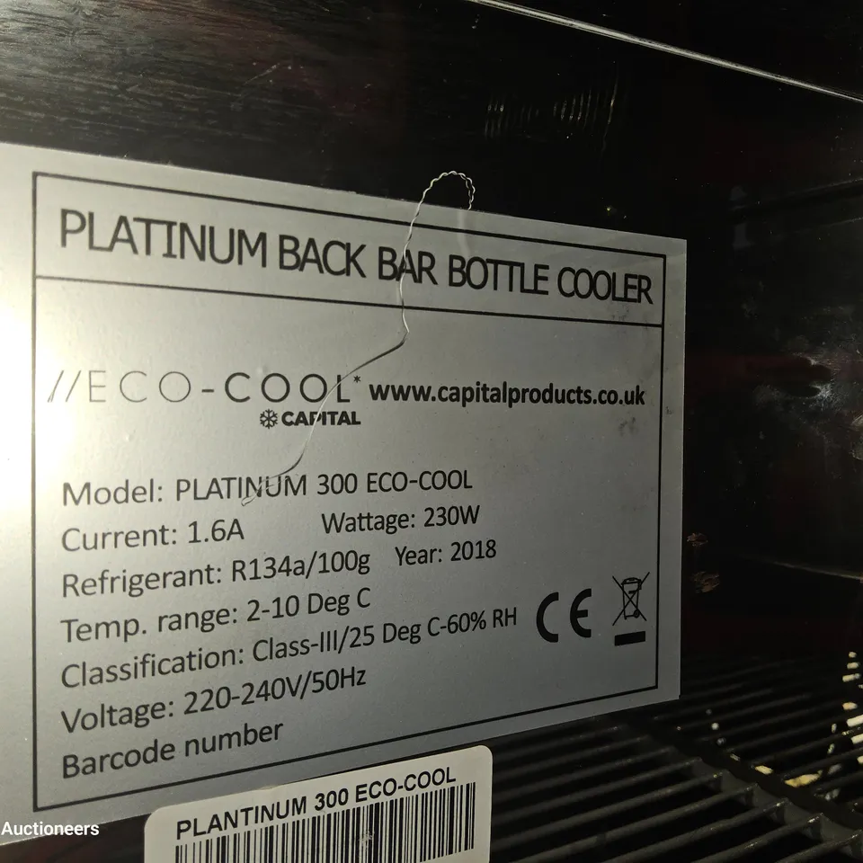 CAPITOL PLATINUM BACK BAR BOLLTLE DISPLAY FRIDGE BLACK