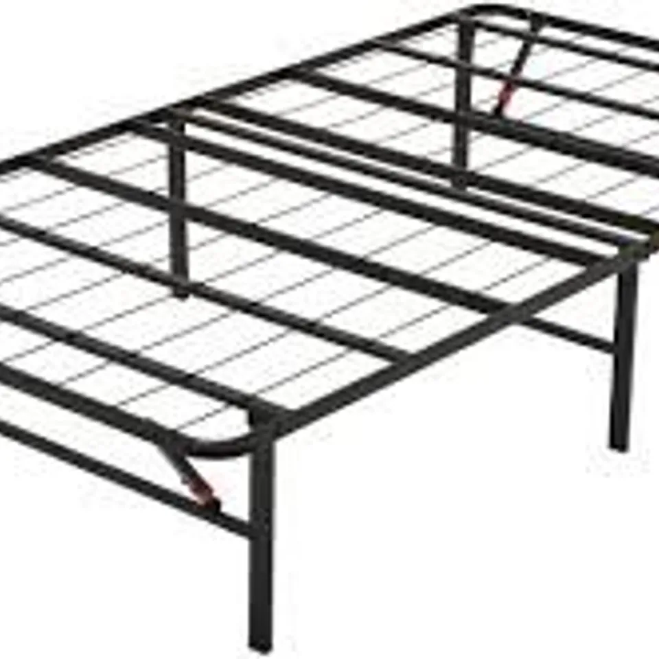 BOXED BASICS METAL PLATFORM BED FRAME WITH SLATTED FRAME - SINGLE, BLACK (1 BOX)