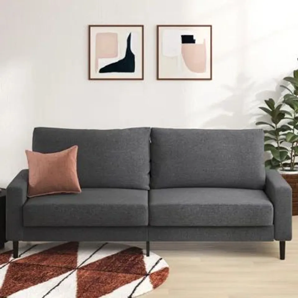 BOXED MODERN FABRIC SOFA WITH FOAM CUSHIONS AND STEEL FRAME - STYLISH LIVING ROOM SOFA