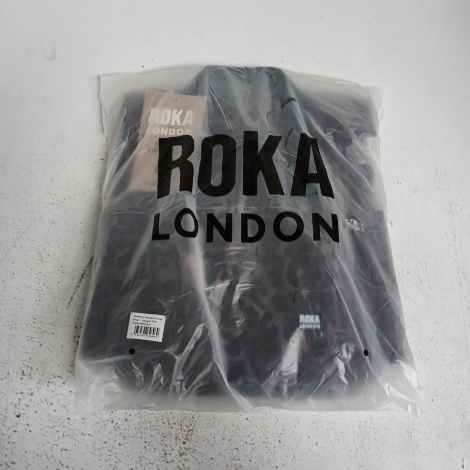 BAGGED ROKA LONDON CANFIELD B RECYCLED CANVAS BAG SMALL IN LEOPARD PRINT ORANGE