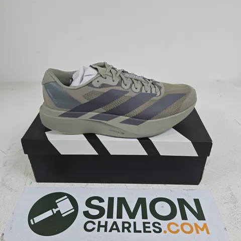 BOXED PAIR OF ADIDAS ADIZERO EVO SL M TRAINERS IN KHAKI - UK 11