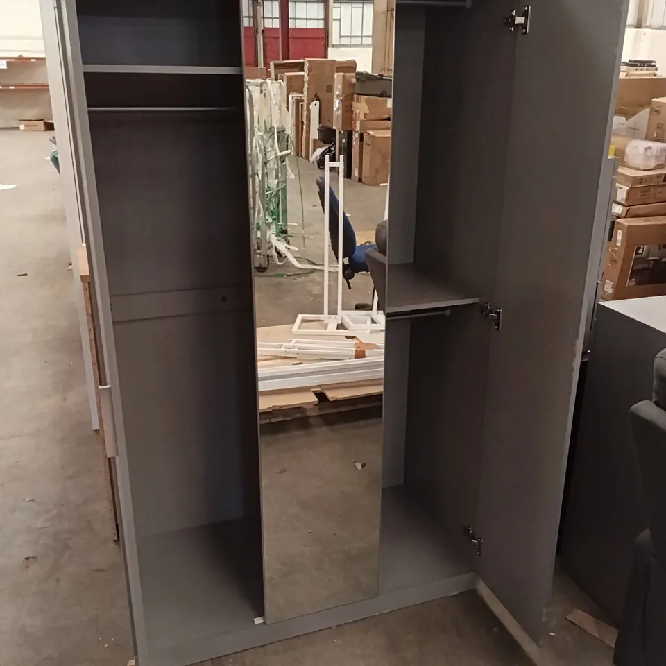 2-DOOR WARDROBE WITH A MIRRORED DOOR - GREY