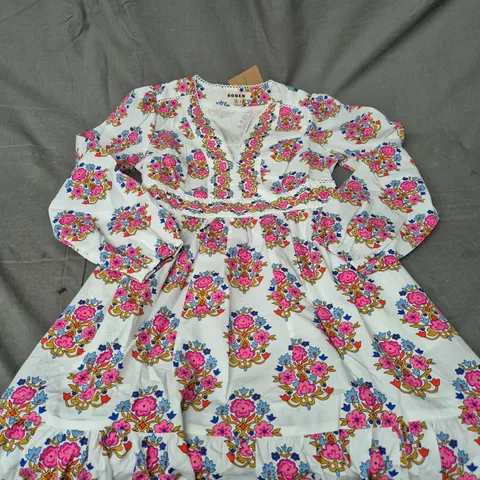 BODEN WOMENS FLORAL PATTERN LONG SLEEVED DRESS - SIZE 10