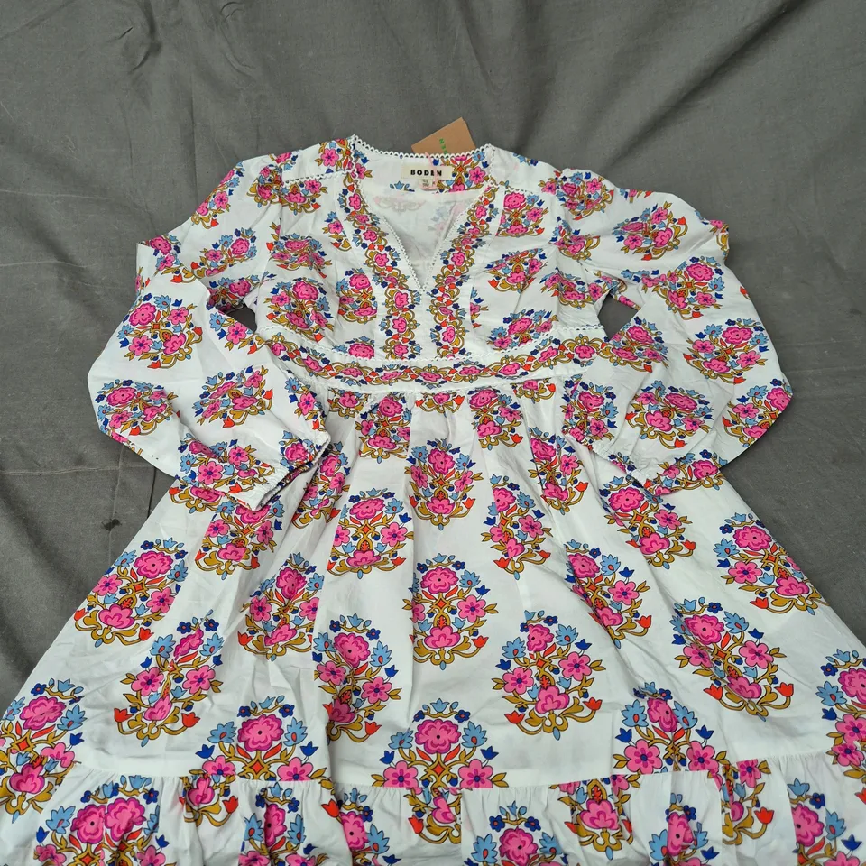 BODEN WOMENS FLORAL PATTERN LONG SLEEVED DRESS - SIZE 10