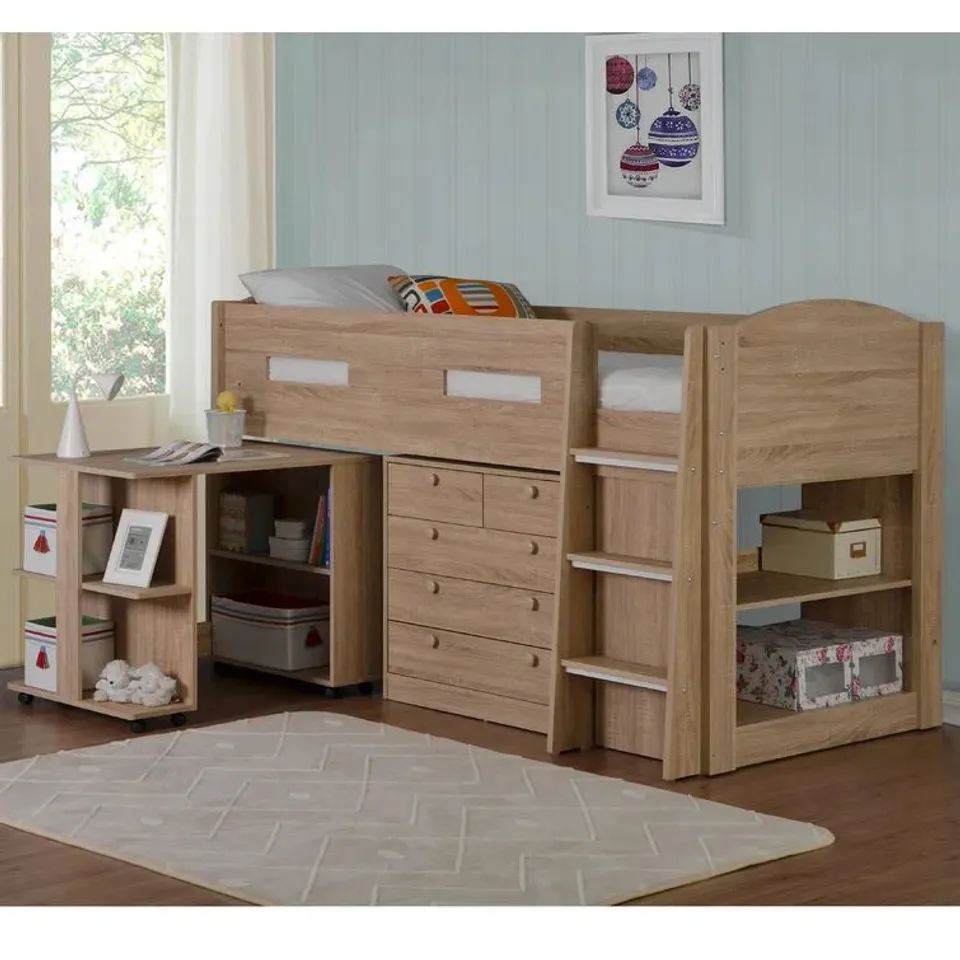 BOXED AGNEW SINGLE MID SLEEPER LOFT BED (4 BOXES)