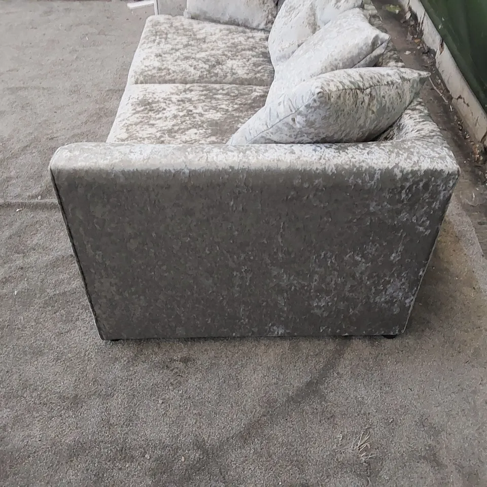 DESIGNER 3-SEATER CRUSHED VELVET SILVER SOFA