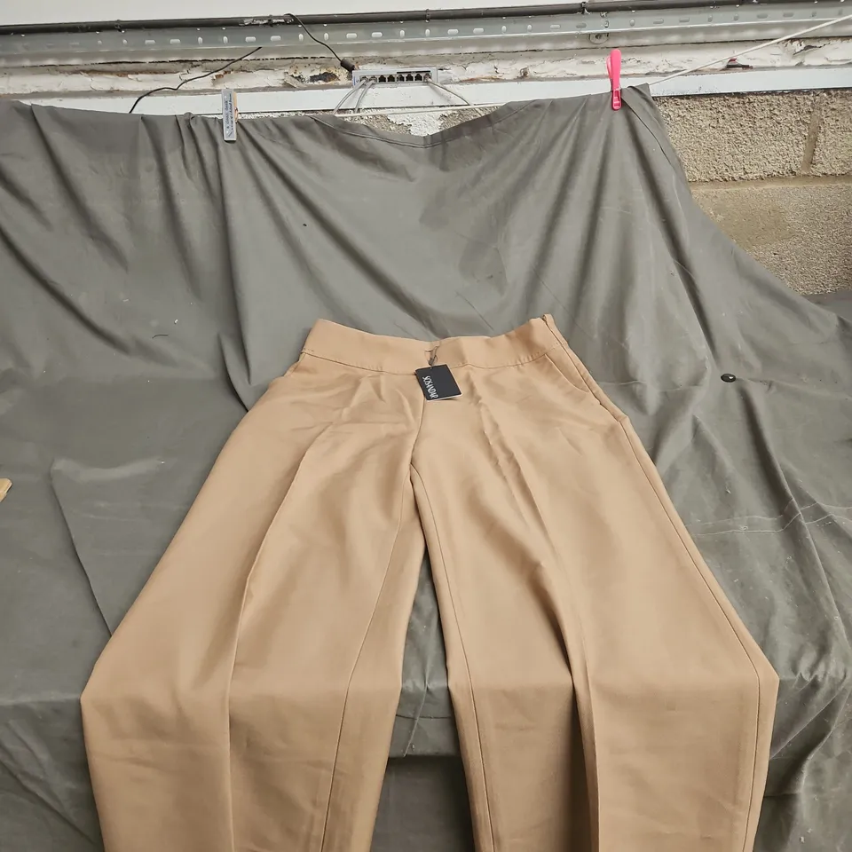 SOSANDAR CAMEL LONG LEG SOFT FLARE TROUSERS – UK 14