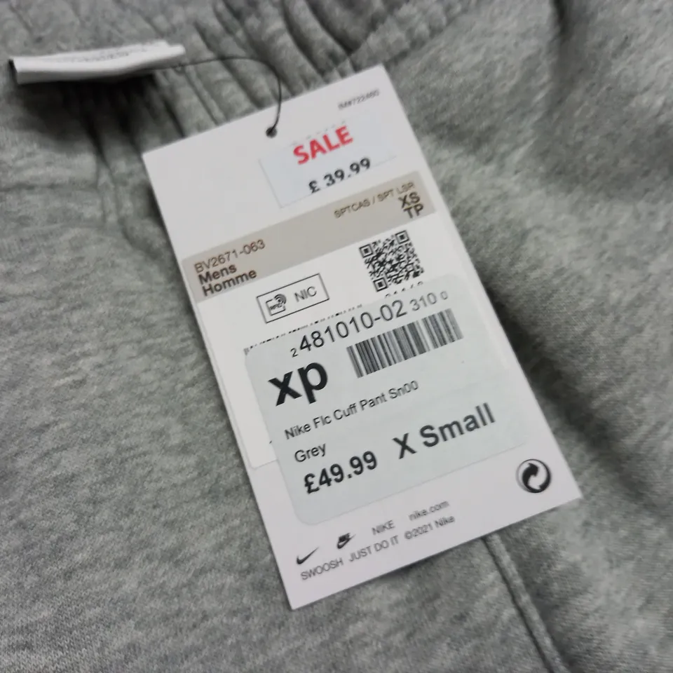 NIKE GREY FLEECE JOGGERS - XS
