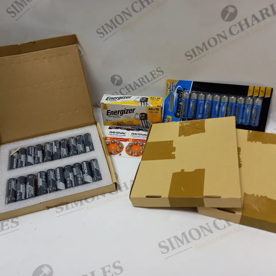 LARGE QUANTITY OF BATTERIES TO INCLUDE HEARING AID BATTERIES, AA, ETC