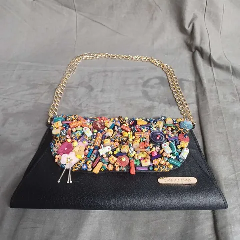 SELINA BEB EMBELLISHED HANDBAG IN BLACK MULTI