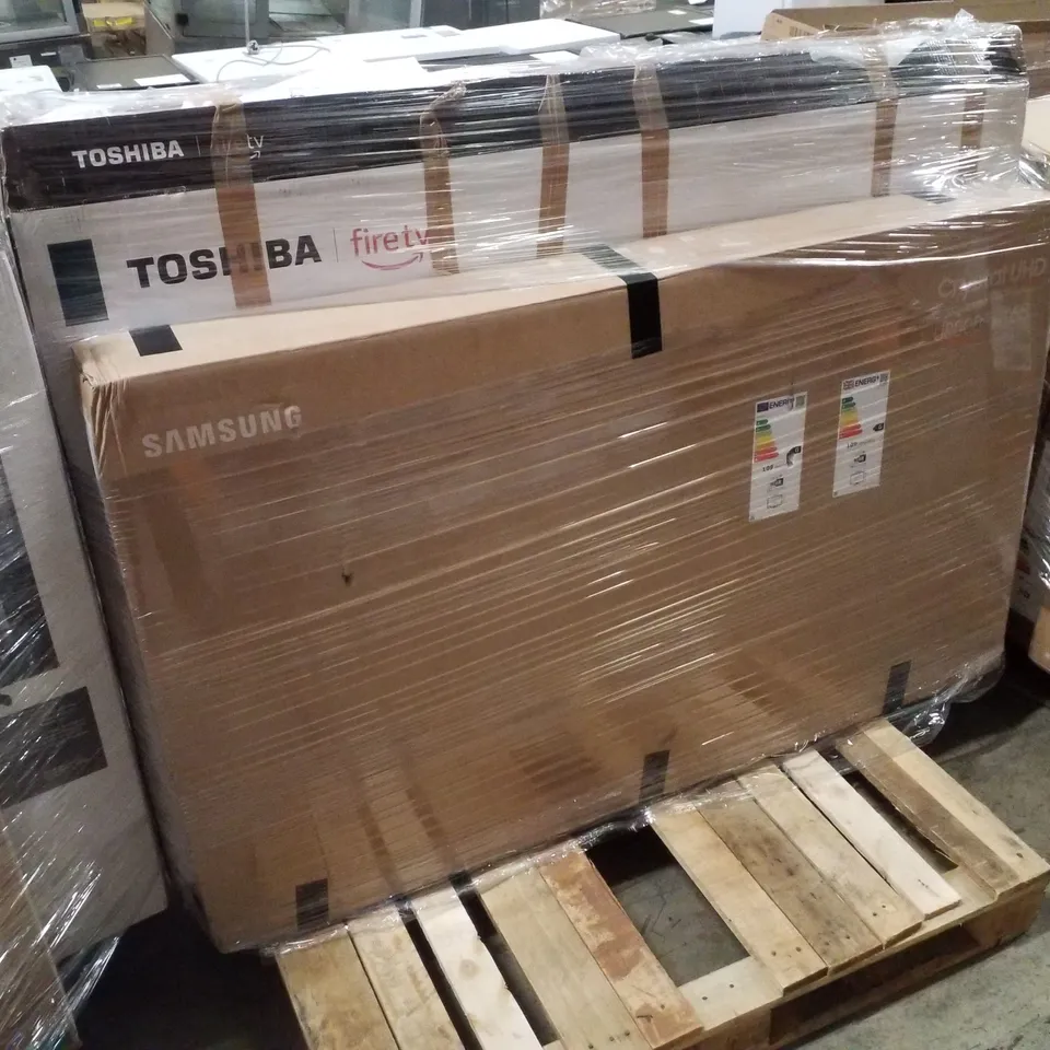 PALLET OF FIVE ASSORTED WAREHOUSE DAMAGED TV'S TO INCLUDE;