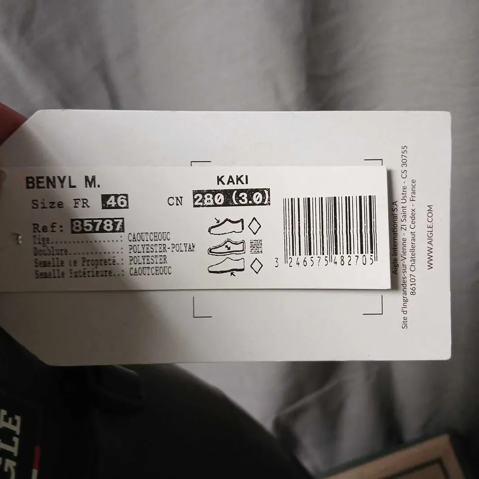 AIGLE KHAKI RUBBER BOOTS – KNEE-HIGH, UK 11 (EU 46)