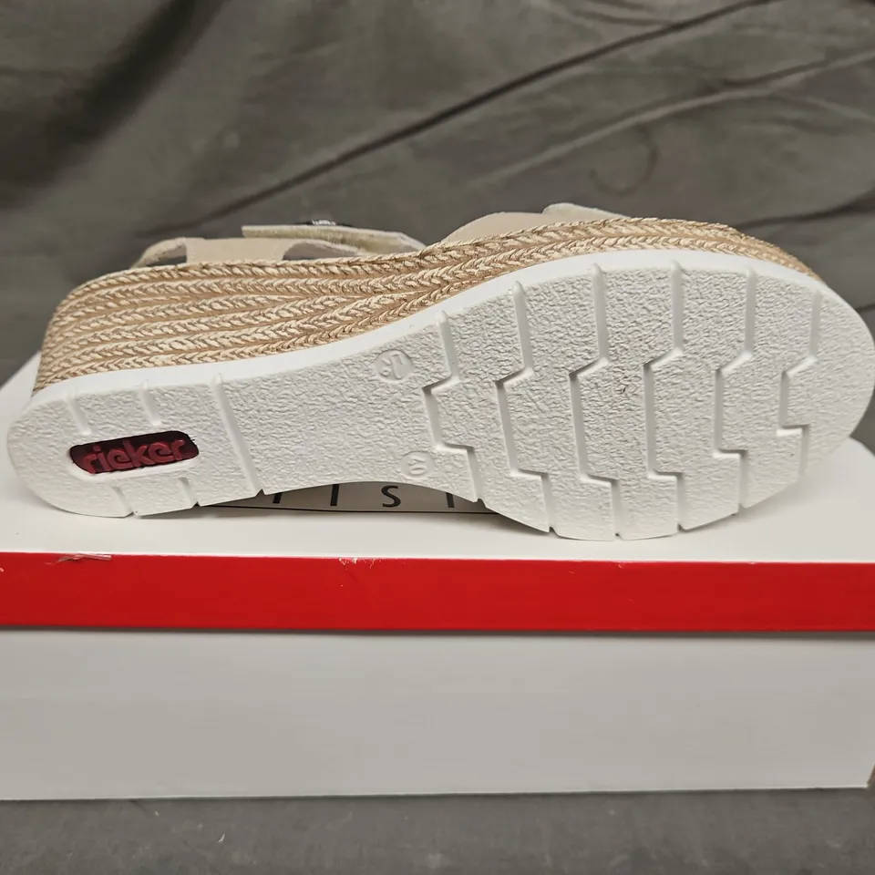 BOXED PAIR OF WOMENS RIEKER STRAP WEDGE SANDALS - UK SIZE 40