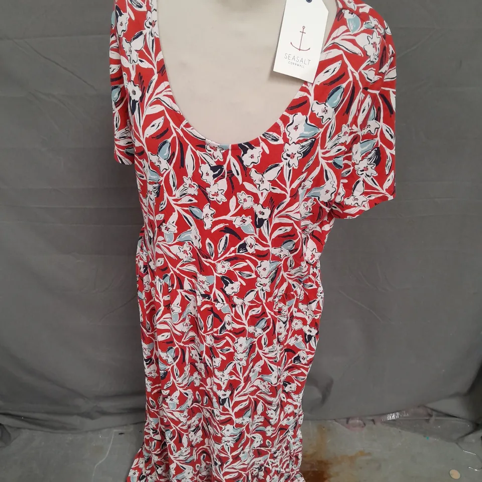 SEASALT CORNWALL SCOOP NECK DRESS IN CAMPIONS TOMATO SIZE 18