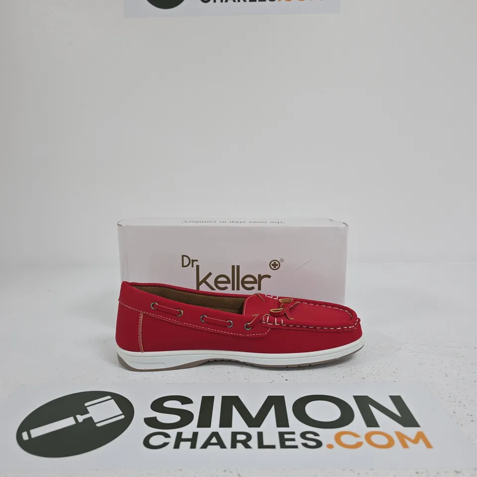 DR KELLER WOMEN'S RED MOCCASIN-STYLE LOAFERS SIZE UK 8