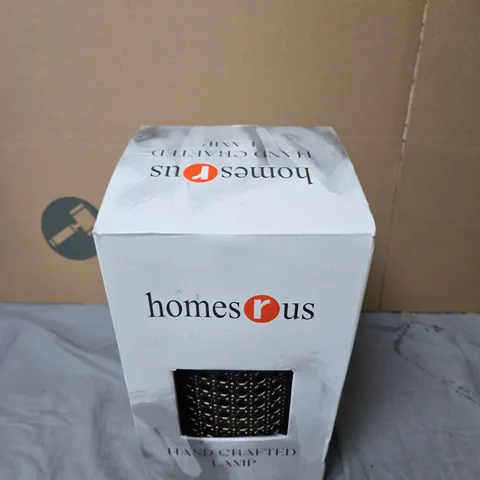 HOMES R US HAND-CRAFTED LAMP – PERFORATED METAL SHADE, BOXED .