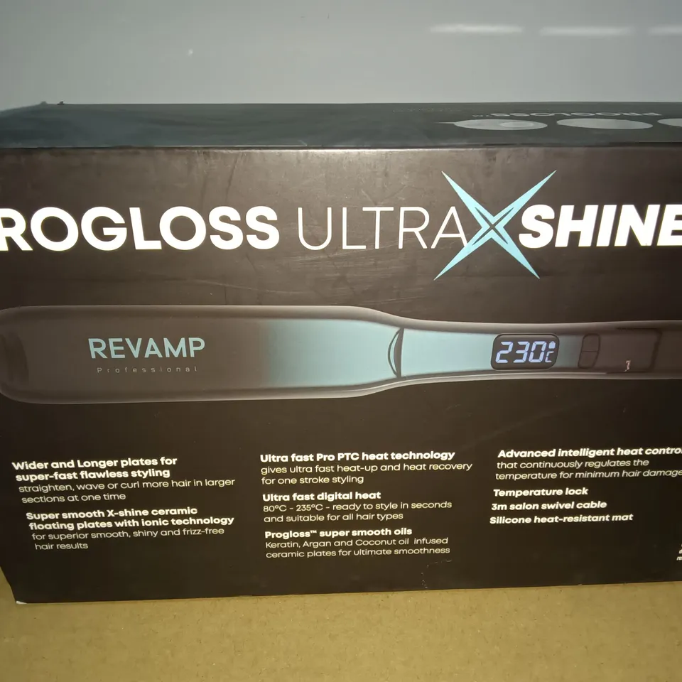 REVAMP PROGLOSS WIDE ULTRA X SHINE CERAMIC HAIR STRAIGHTENER