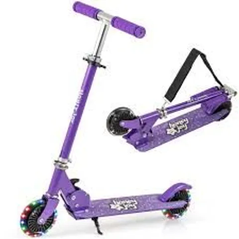 BOXED COSTWAY FOLDABLE KIDS SCOOTER ADJUSTABLE WITH LIGHTED WHEELS AND KICKSTAND-PURPLE