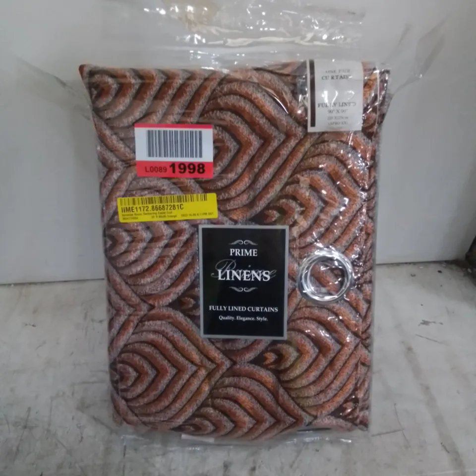 BAGGED ANNELISE ROOM DARKENING FULLY LINED EYELET CURTAINS - ORANGE // SIZE 229 X 229CM 