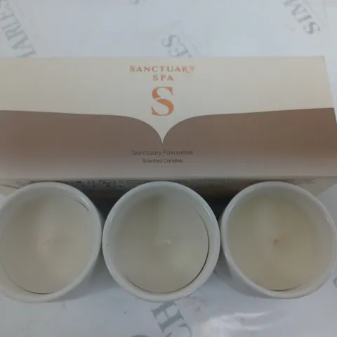 3 BOXED SANCTUARY SPA SCENTED CANDLES SANCTUARY FAVOURITES