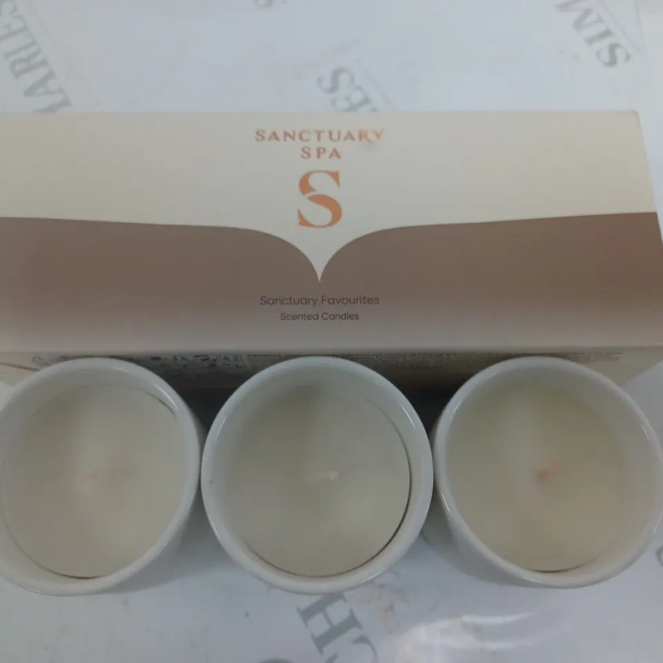 3 BOXED SANCTUARY SPA SCENTED CANDLES SANCTUARY FAVOURITES