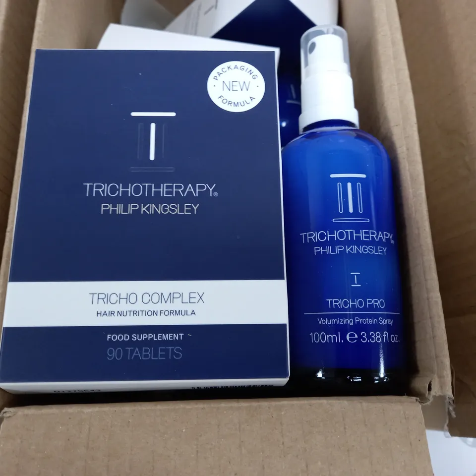 LOT OF PHILIP KINGSLEY TRICHOTHERAPY FOOD SUPPLEMENTS AND PROTEIN SPRAYS