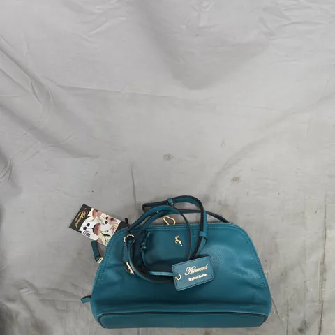 ASHWOOD REAL LEATHER TEAL LEATHER HANDBAG WITH GOLD-TONE HARDWARE