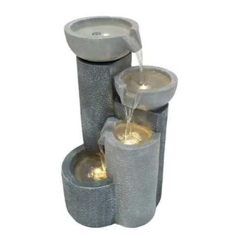 BOXED OUTDOOR WATER FEATURE GARDEN FOUNTAIN LED LIGHTS TRANQUIL TIERS
